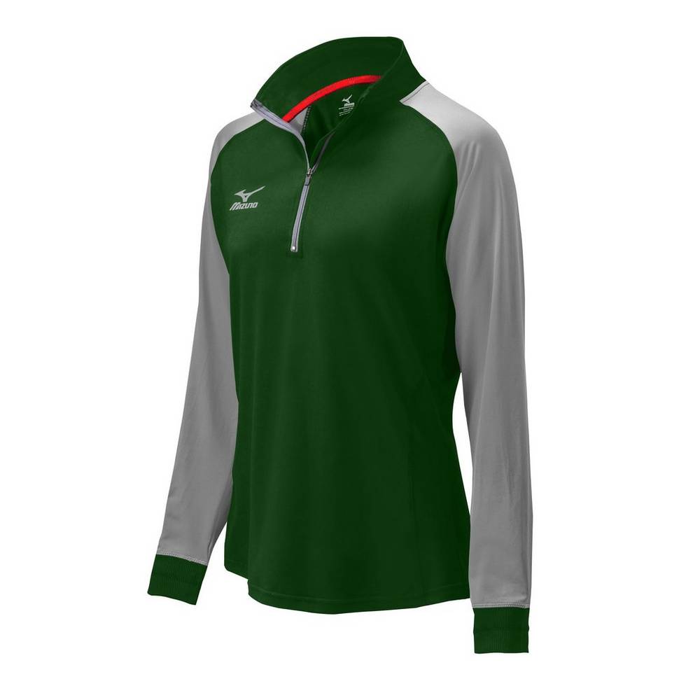 Damske Bundy Mizuno Prime 1/2 Zip Volejbalove Zelene/Siva Vypredaj BTJZ43125